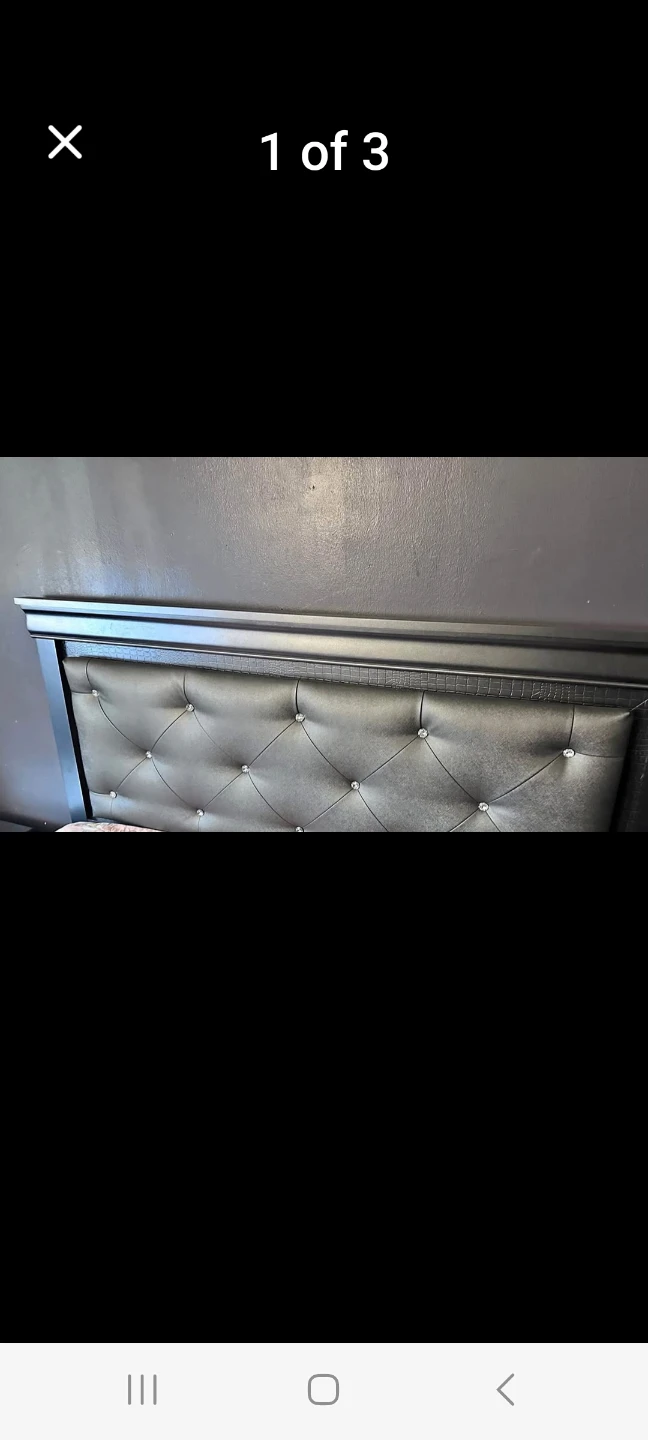 Black Tufted Headboard with Crystal Accents