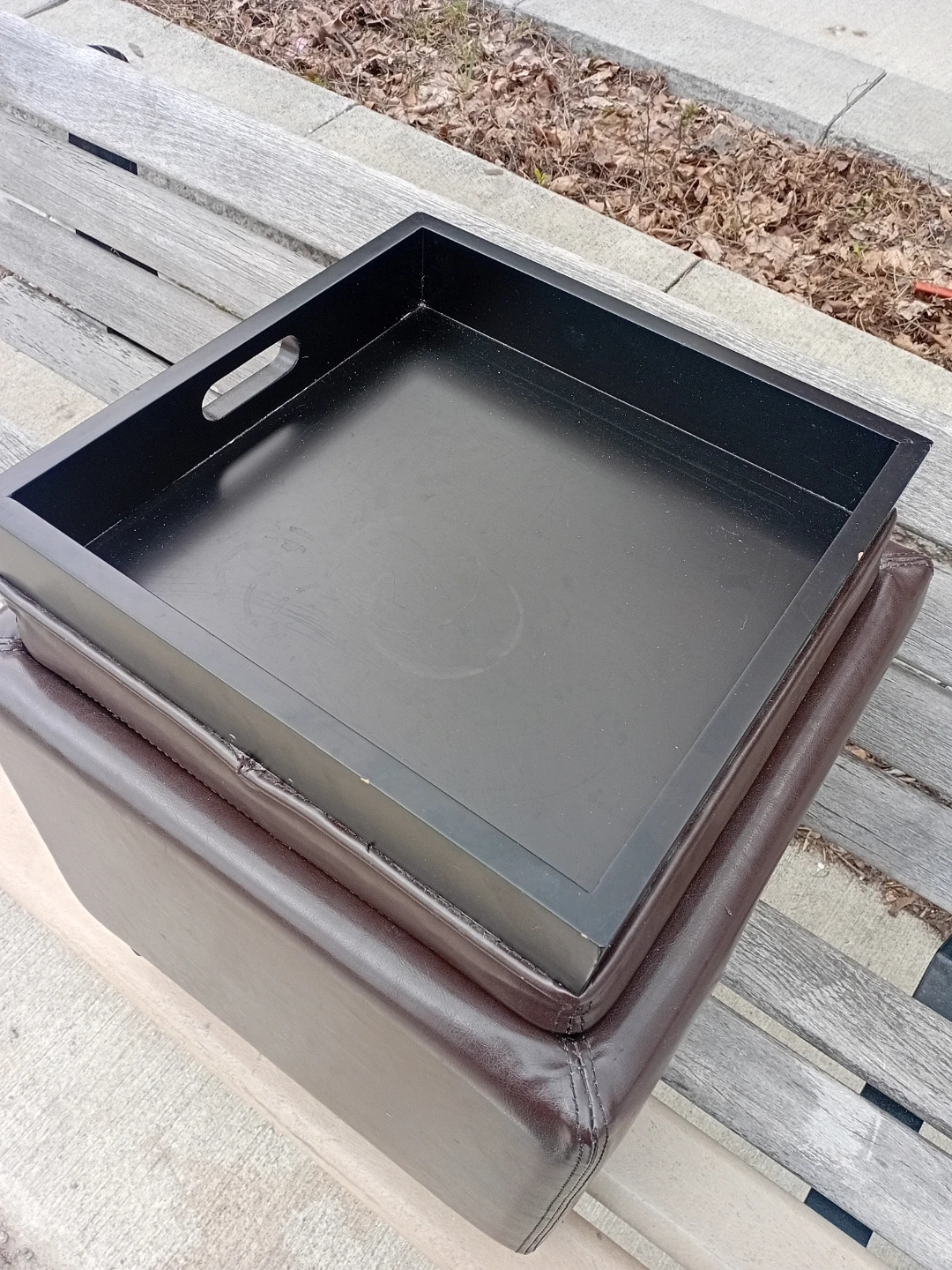 Square Storage Ottoman with Tray