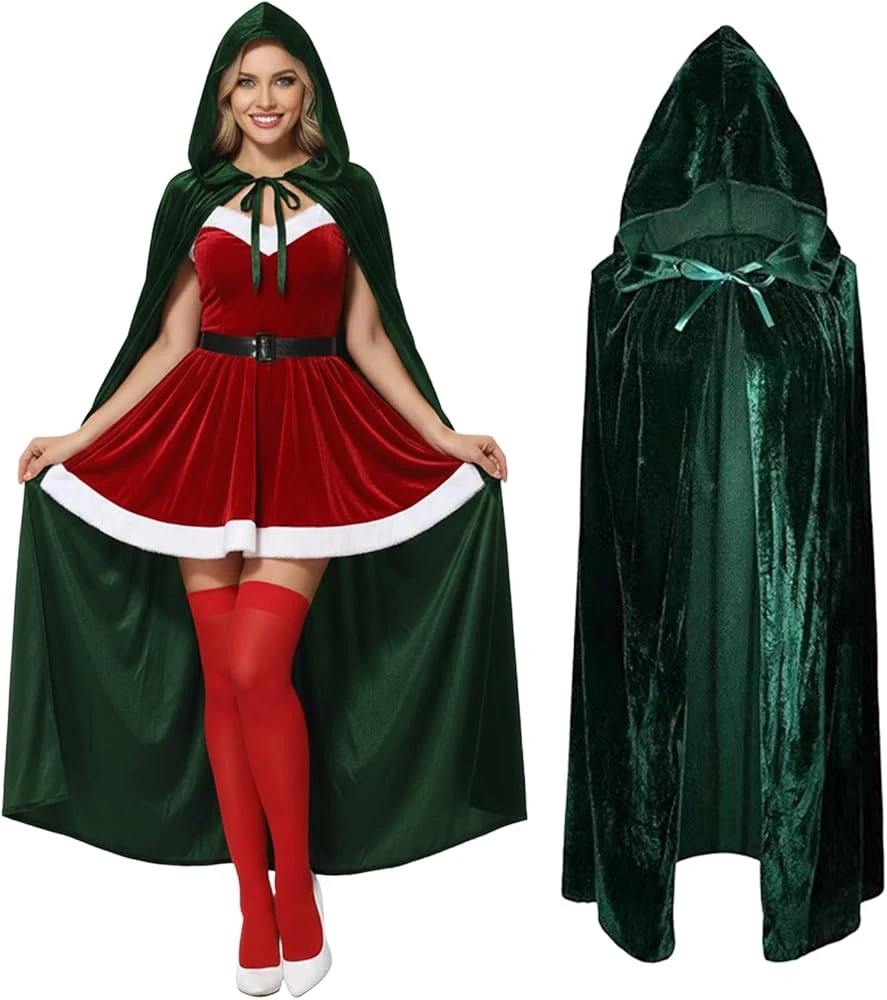 Green Velvet Hooded Cloak - photo 2