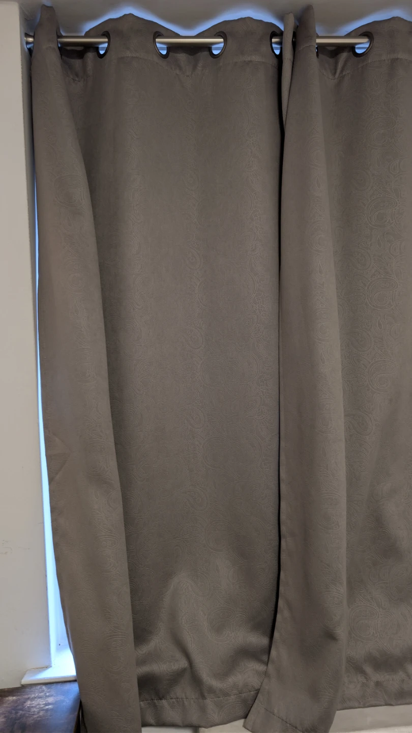 Grey patterned grommet curtains - photo 3