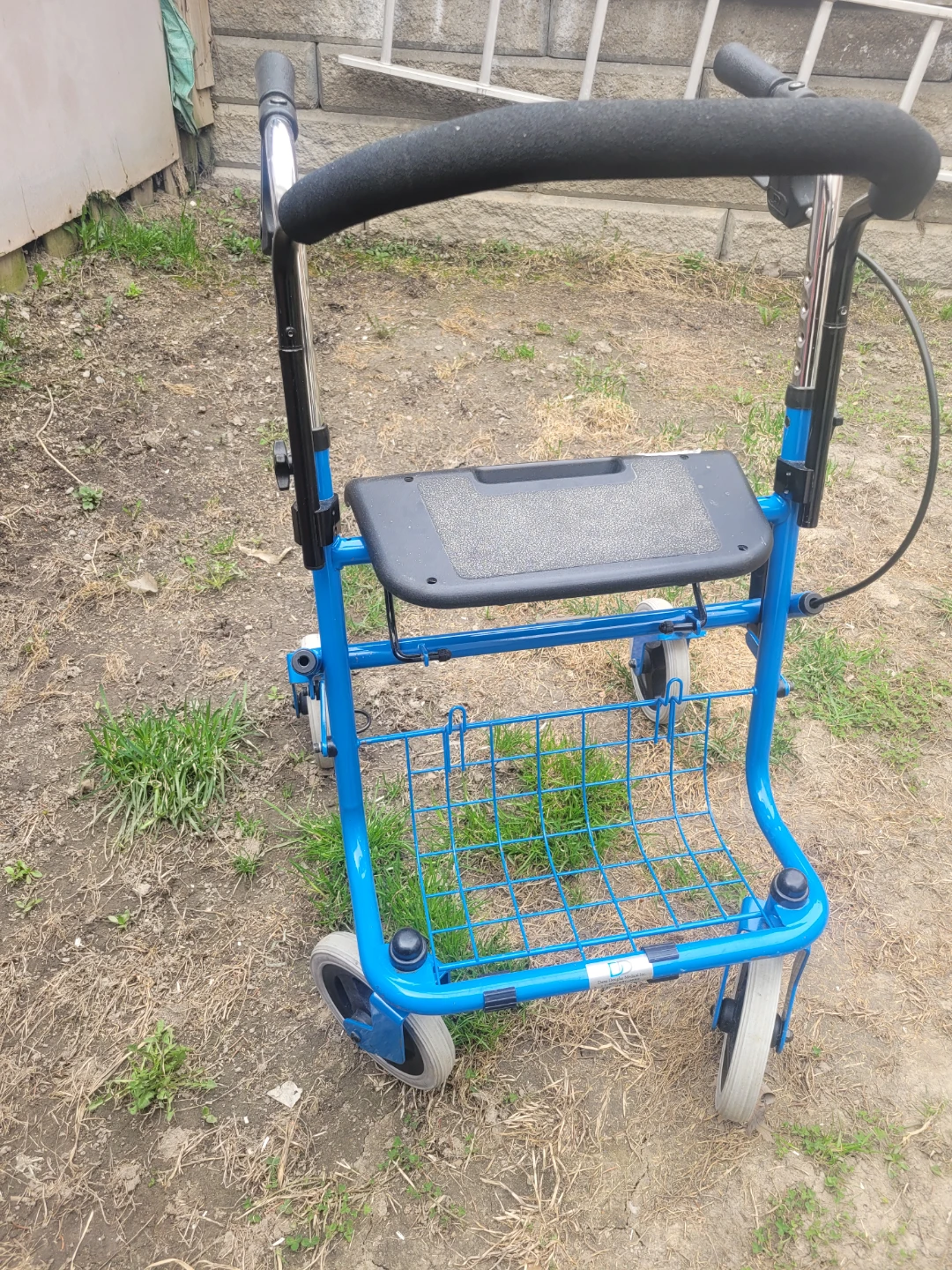 Blue Rollator 4 Wheel Walker Seat Basket