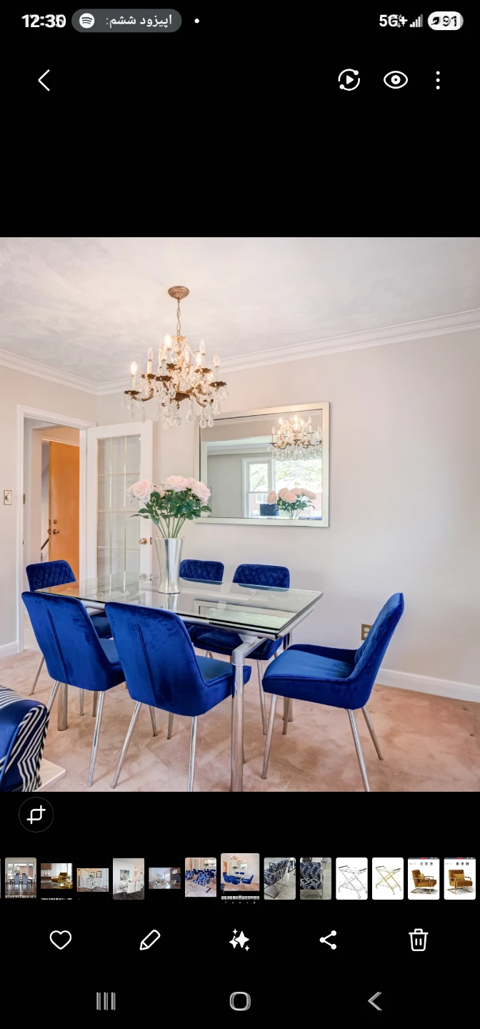 6 Blue Velvet dining Chairs