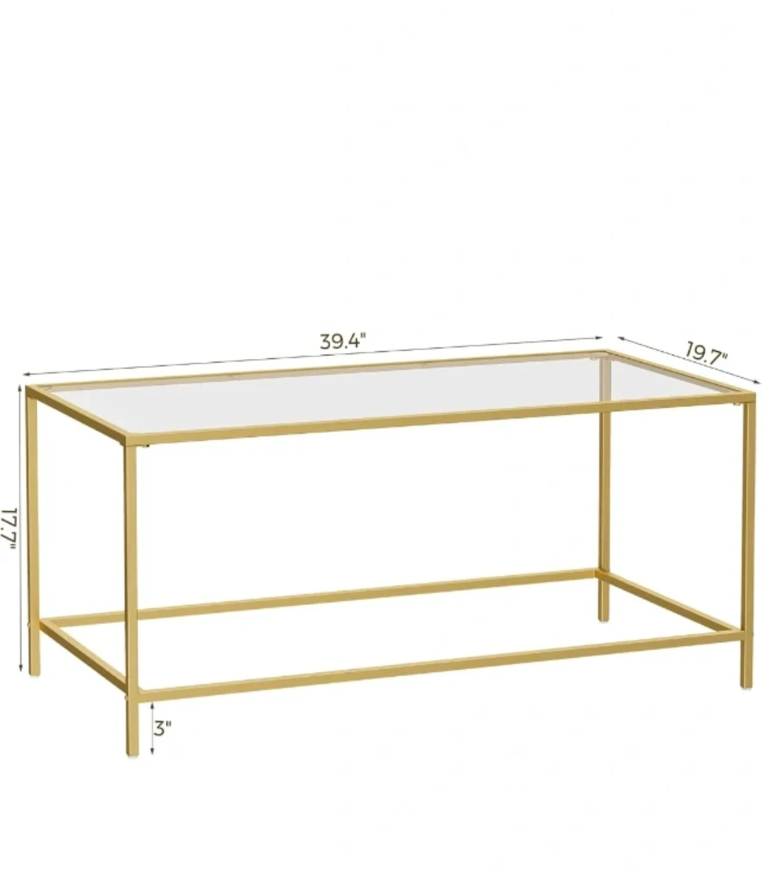 Gold Metal Frame Glass Coffee Table - photo 4