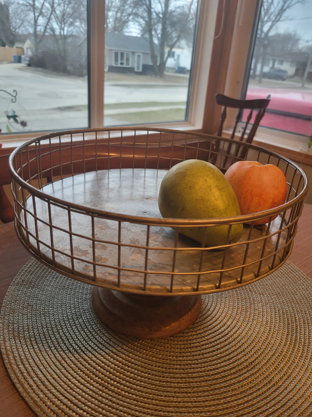 Metal and Wood Cake Stand / Fruit Basket