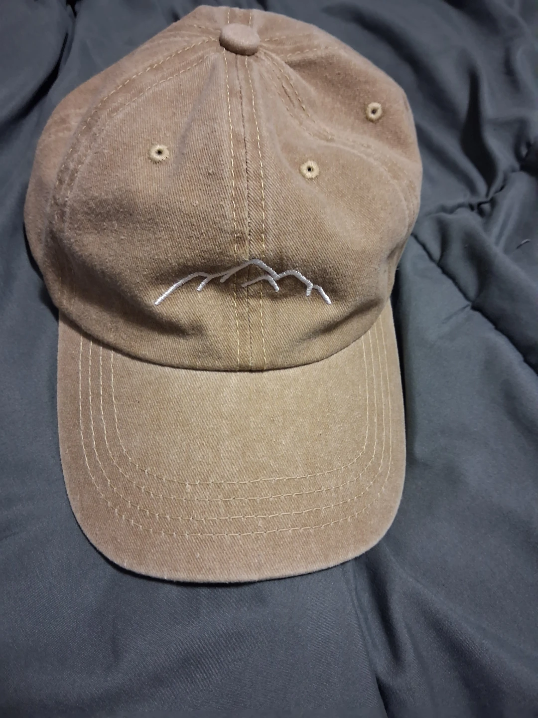 Light Brown Baseball Cap with mountain graphics