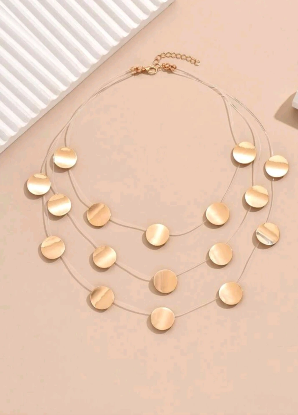 Gold Tone Disc Layered Necklace - photo 3