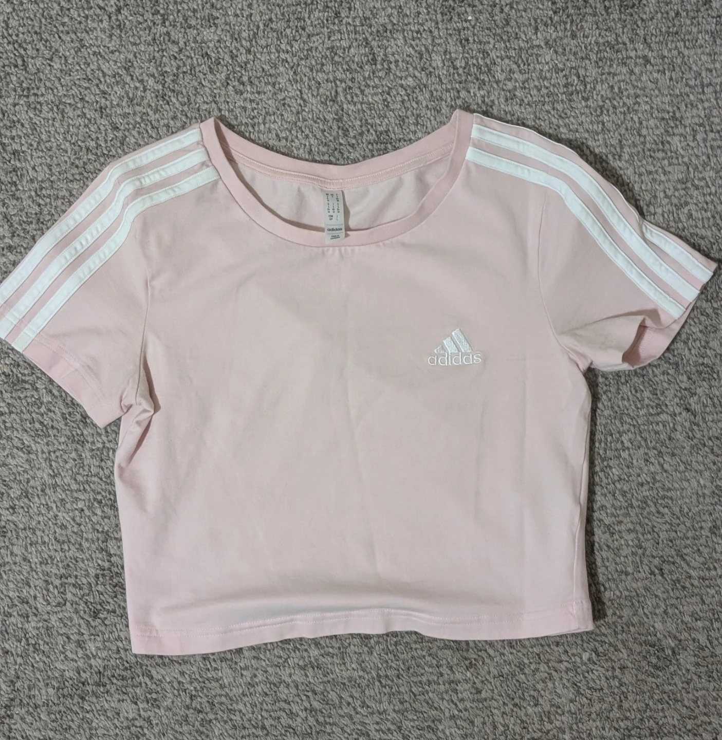 Adidas Women's Pink Cropped T-Shirt Size S - photo 2