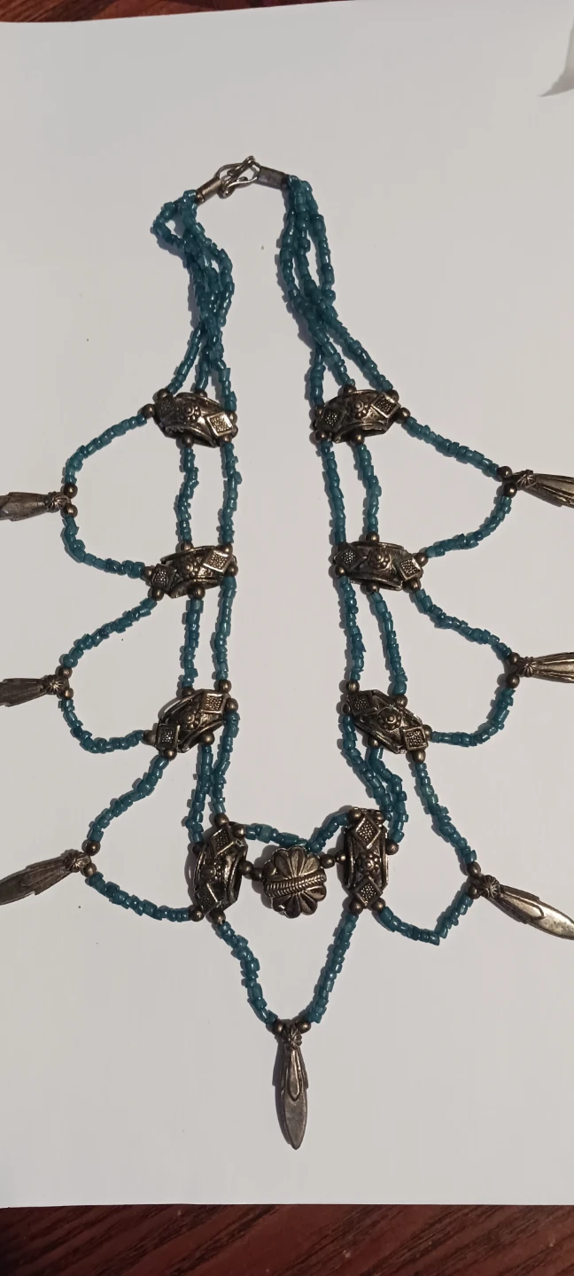 Gorgeous Ethnic Tribal Spider Web  Beaded Necklace - photo 3