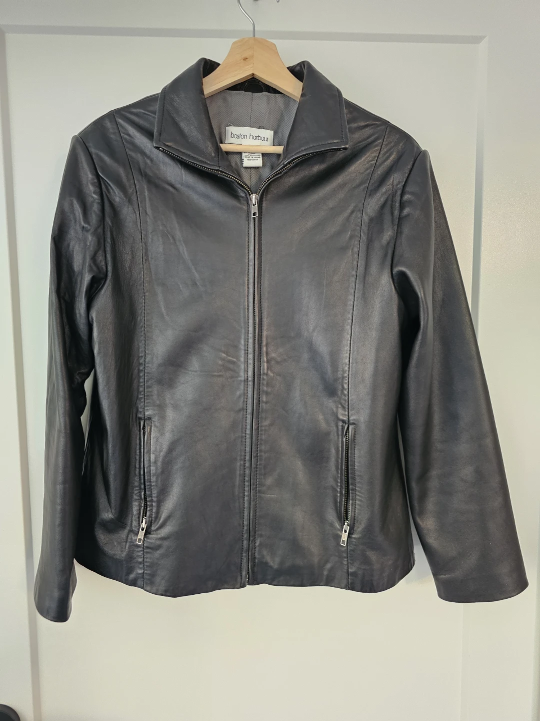 Boston Harbour Black Leather Jacket - Size L - photo 2