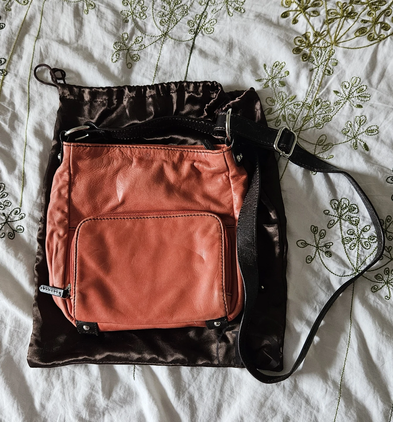 Vintage Danier Orange Leather Crossbody Bag