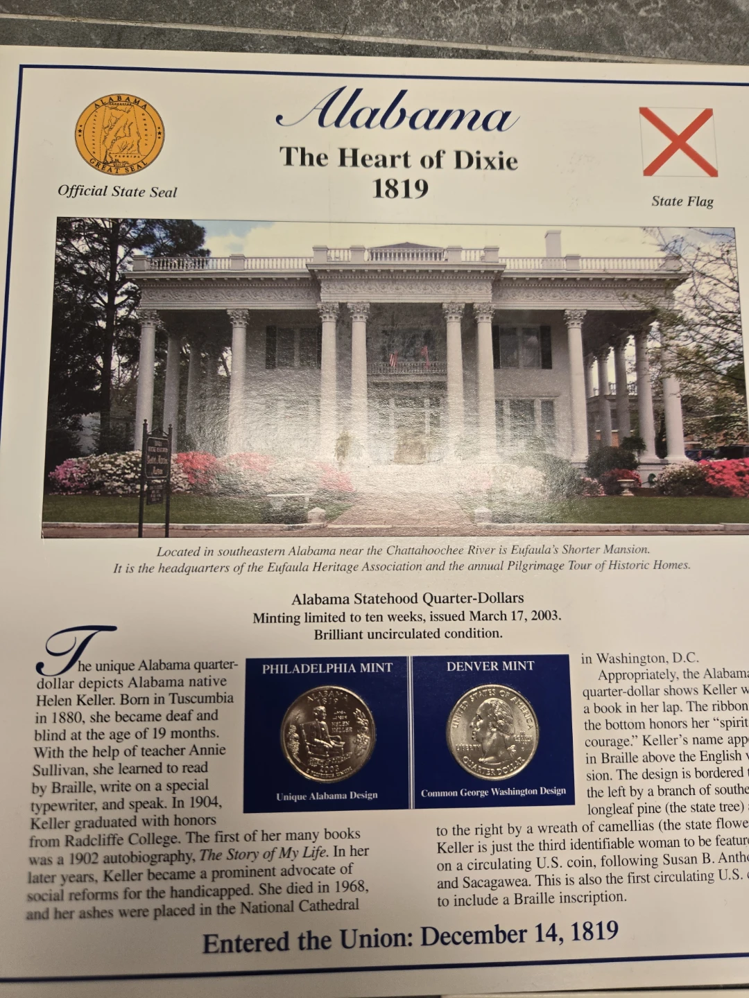 US Statehood Quarter-Dollar Collection Cards - photo 4