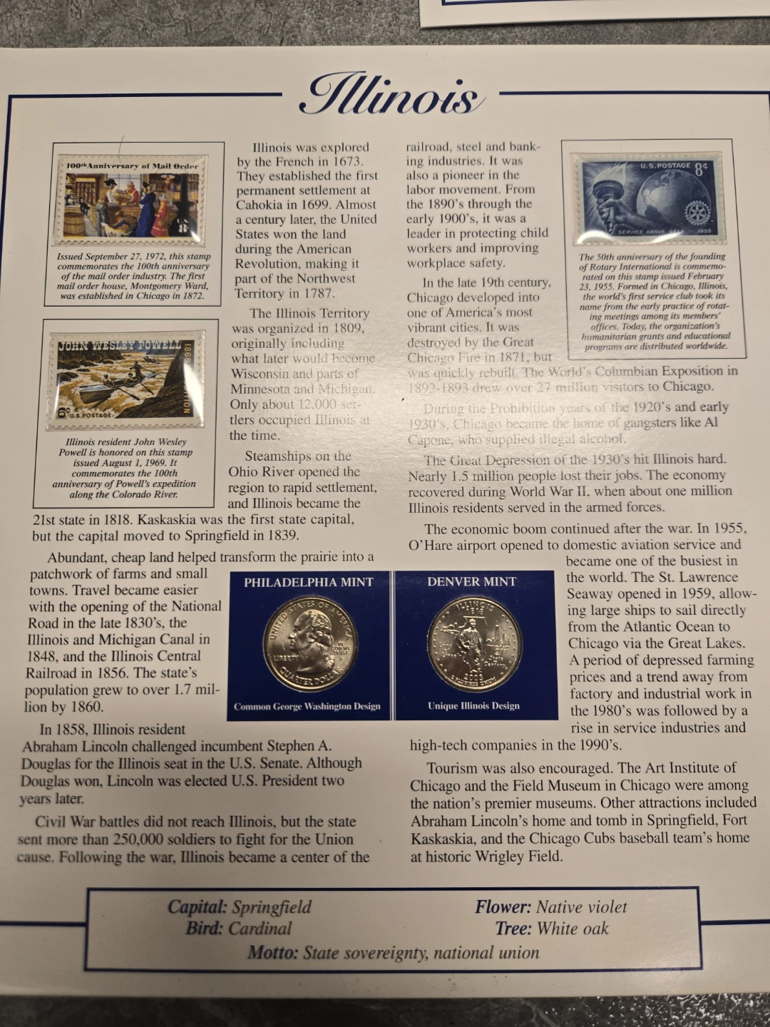US Statehood Quarter-Dollar Collection Cards - photo 5