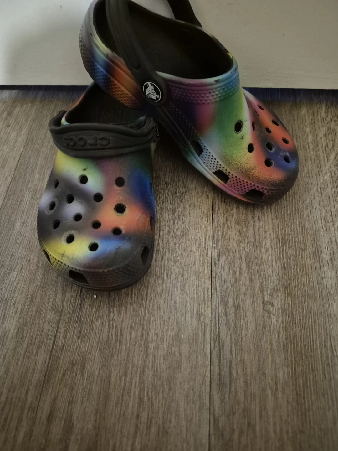 Crocs Rainbow Spray Paint Clog Sandals Size 11