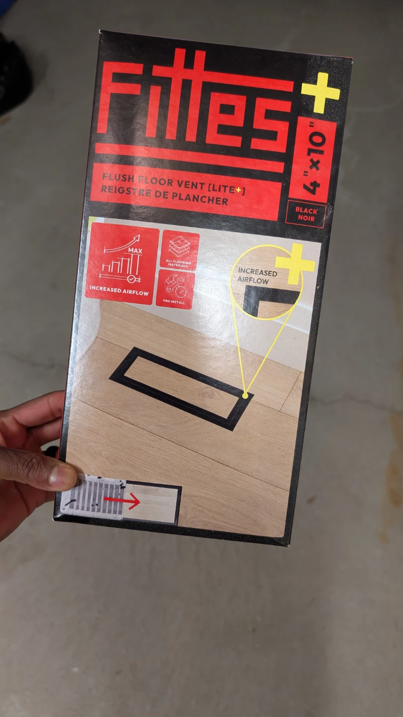 Fittes Flush Floor Vent Lite+ 4”x10" Black