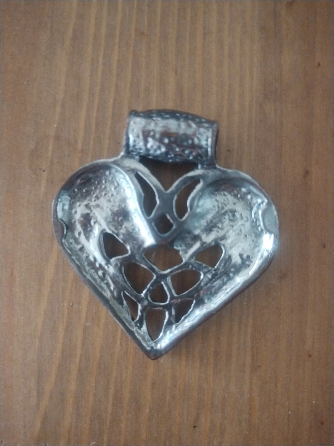 Heart-Shaped Pendant with Wolf and Celtic Knot Design - photo 2