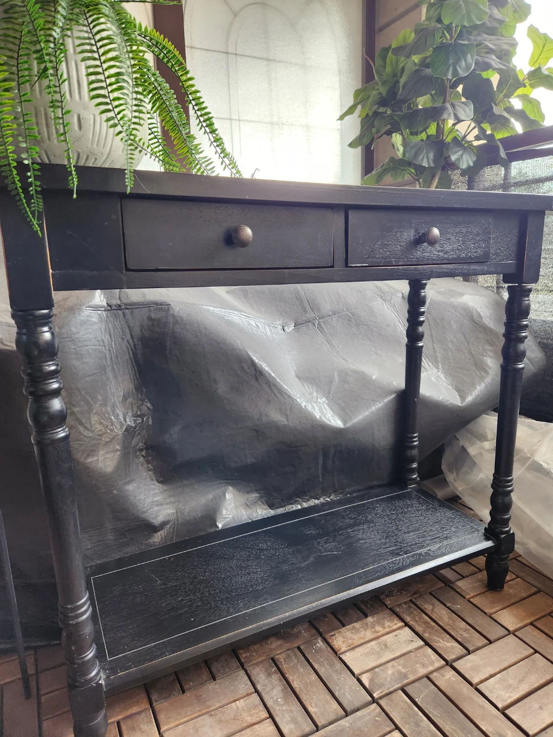 Black Console Table with Two Drawers - photo 2