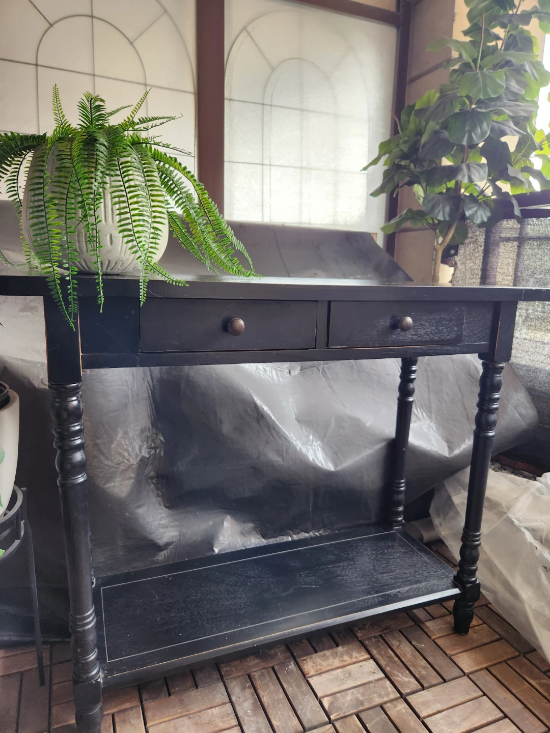 Black Console Table with Two Drawers - photo 3