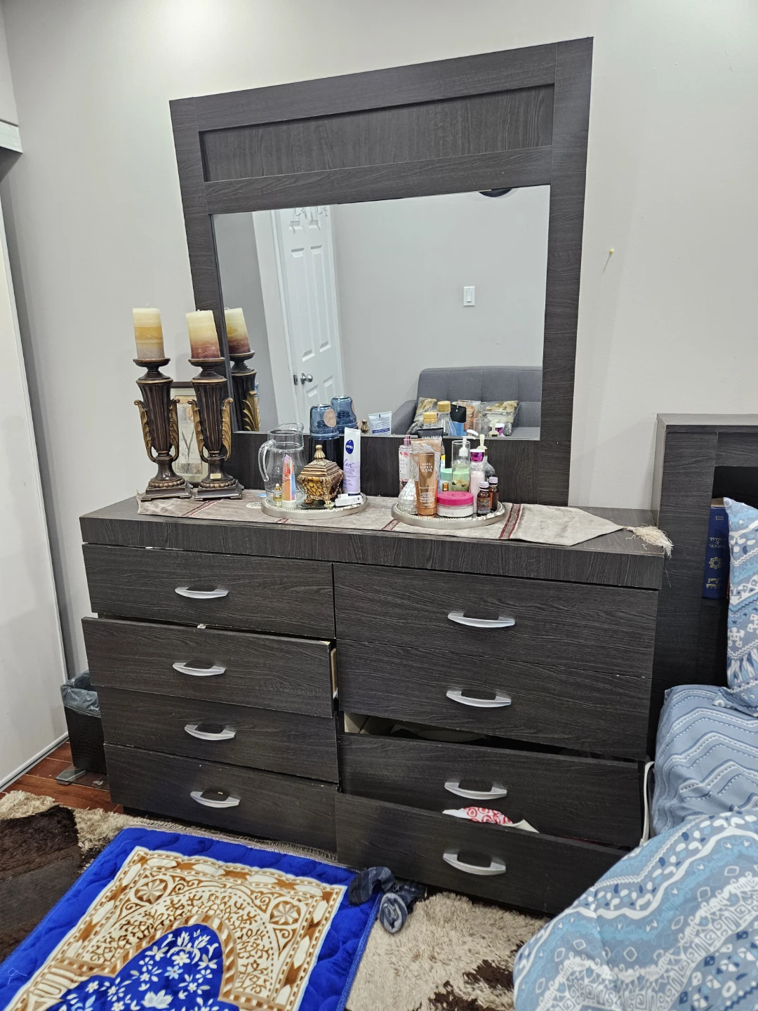 Dark Wood Dresser with Mirror