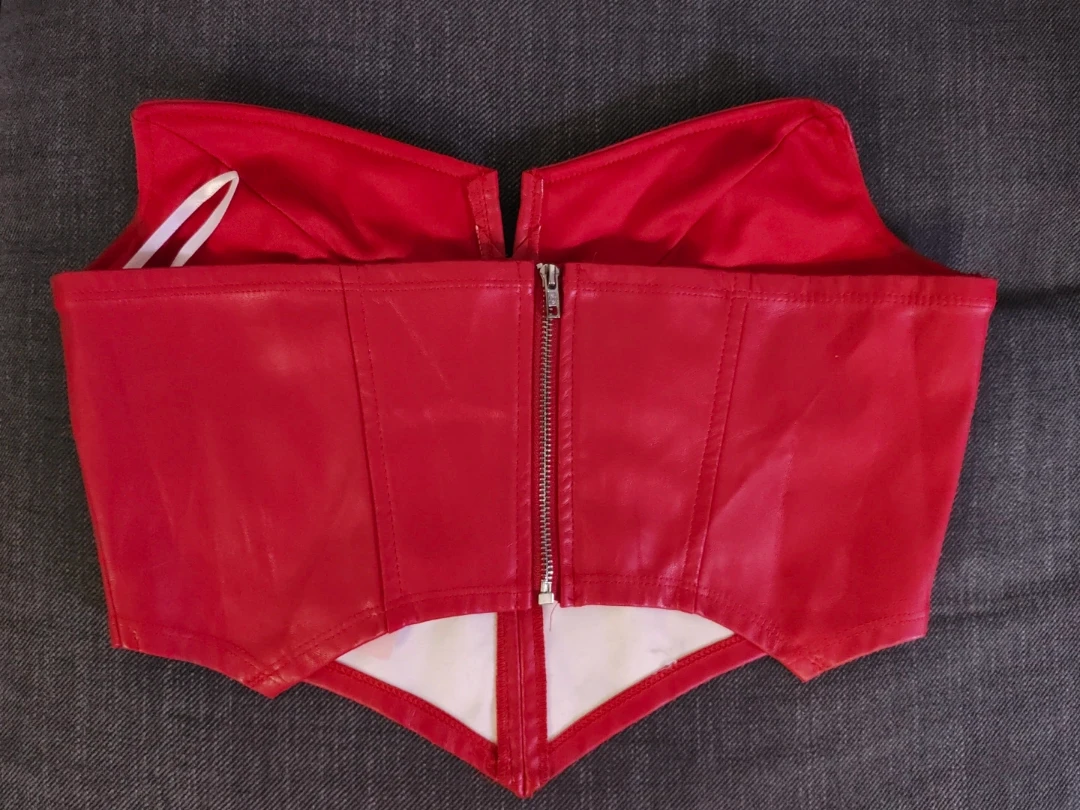 SHEIN MOD Red Faux Leather Corset Top - Size M - photo 2