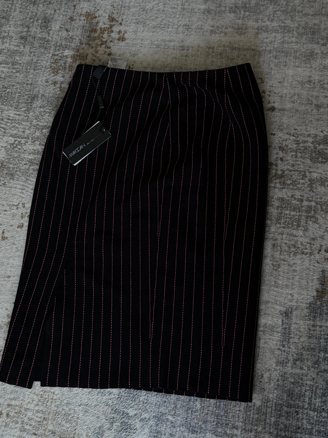 Marc Cain Black Pinstripe Skirt with Stitching