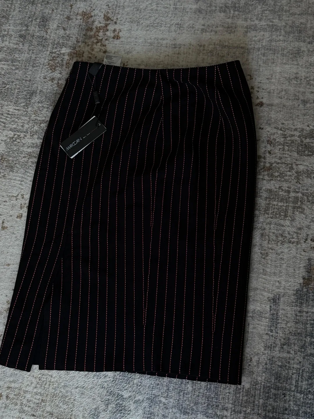 Marc Cain Black Pinstripe Skirt with Stitching