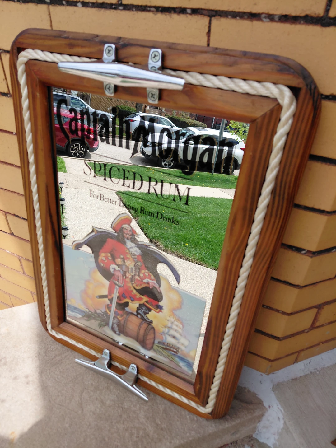 Captain Morgan Spiced Rum Wooden Framed Mirror