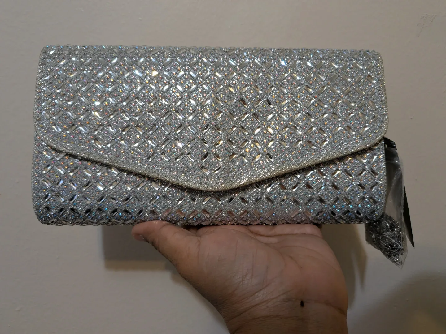 Sparkly Silver Clutch or crossbody Purse