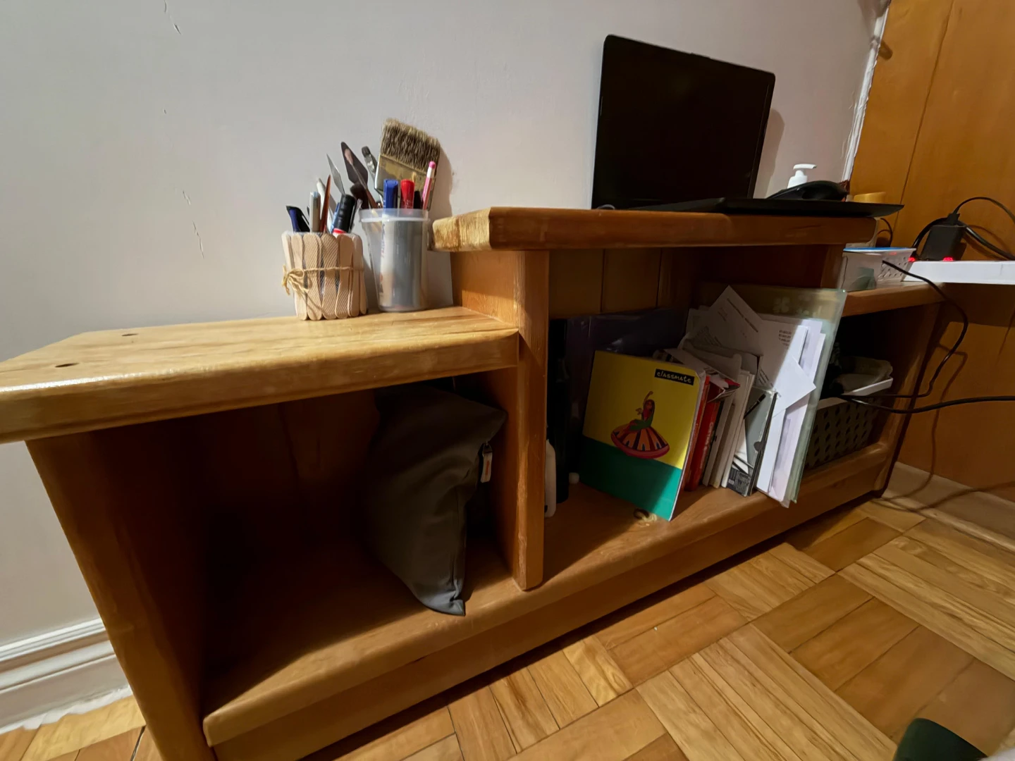 Wooden TV Stand/Bench with Storage - photo 2