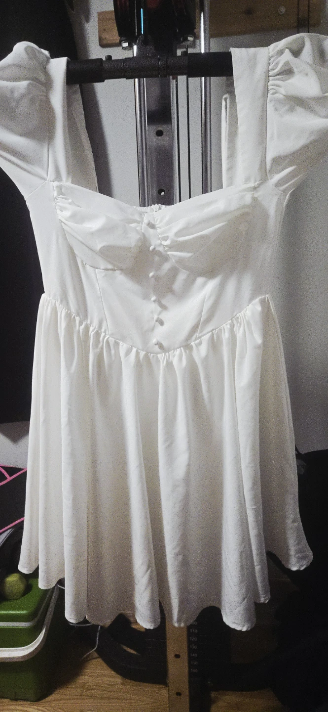 White Puff Sleeve Mini Dress