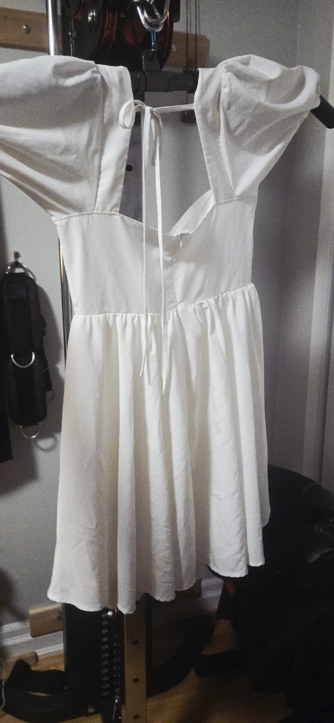 White Puff Sleeve Mini Dress - photo 2