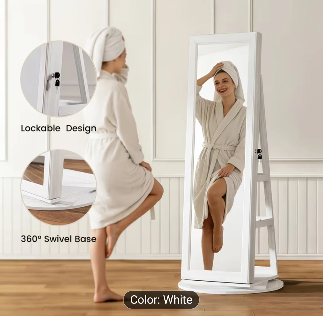 3-in-1 Swivel Jewelry Cabinet with Full-Length Mirror - photo 2