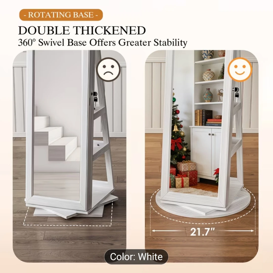 3-in-1 Swivel Jewelry Cabinet with Full-Length Mirror - photo 5