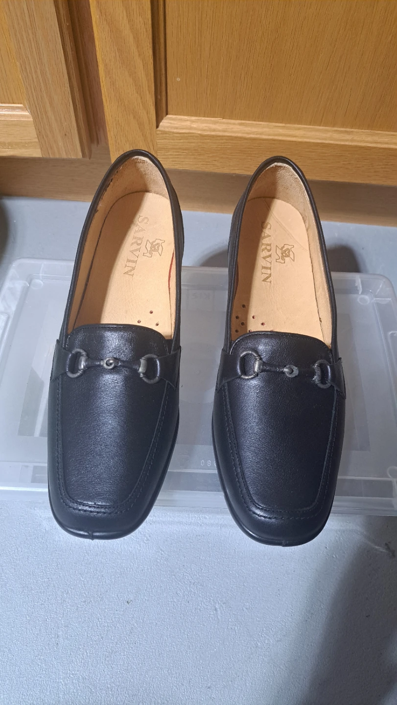 Sarvin Black Leather Loafer Shoes - Size 40