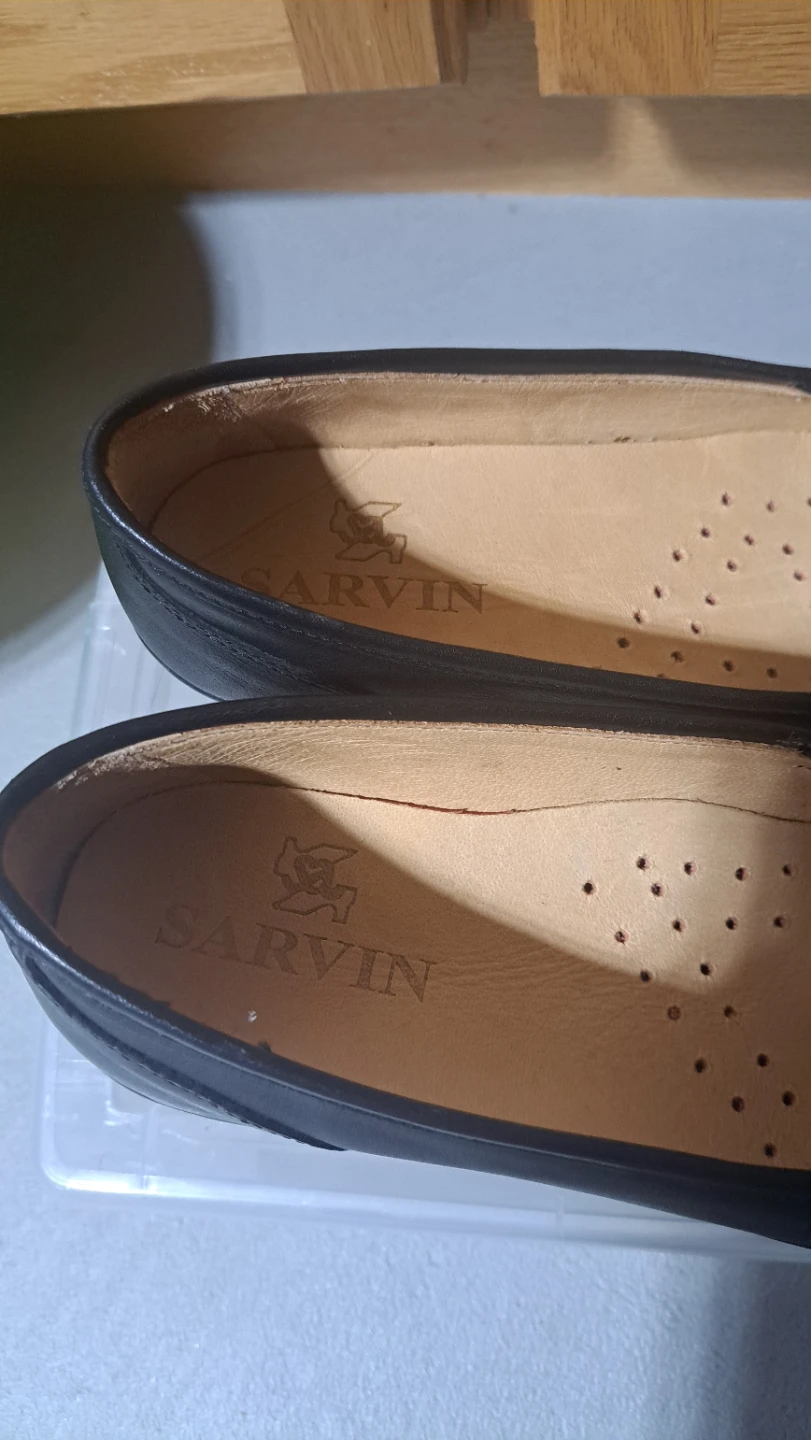 Sarvin Black Leather Loafer Shoes - Size 40 - photo 4