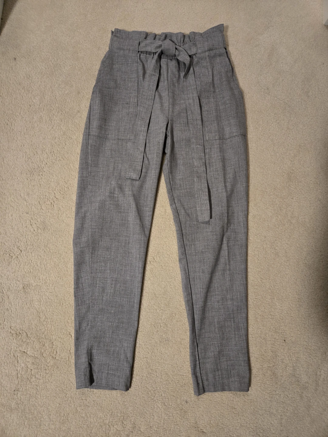 Grey Paperbag Waist Trousers