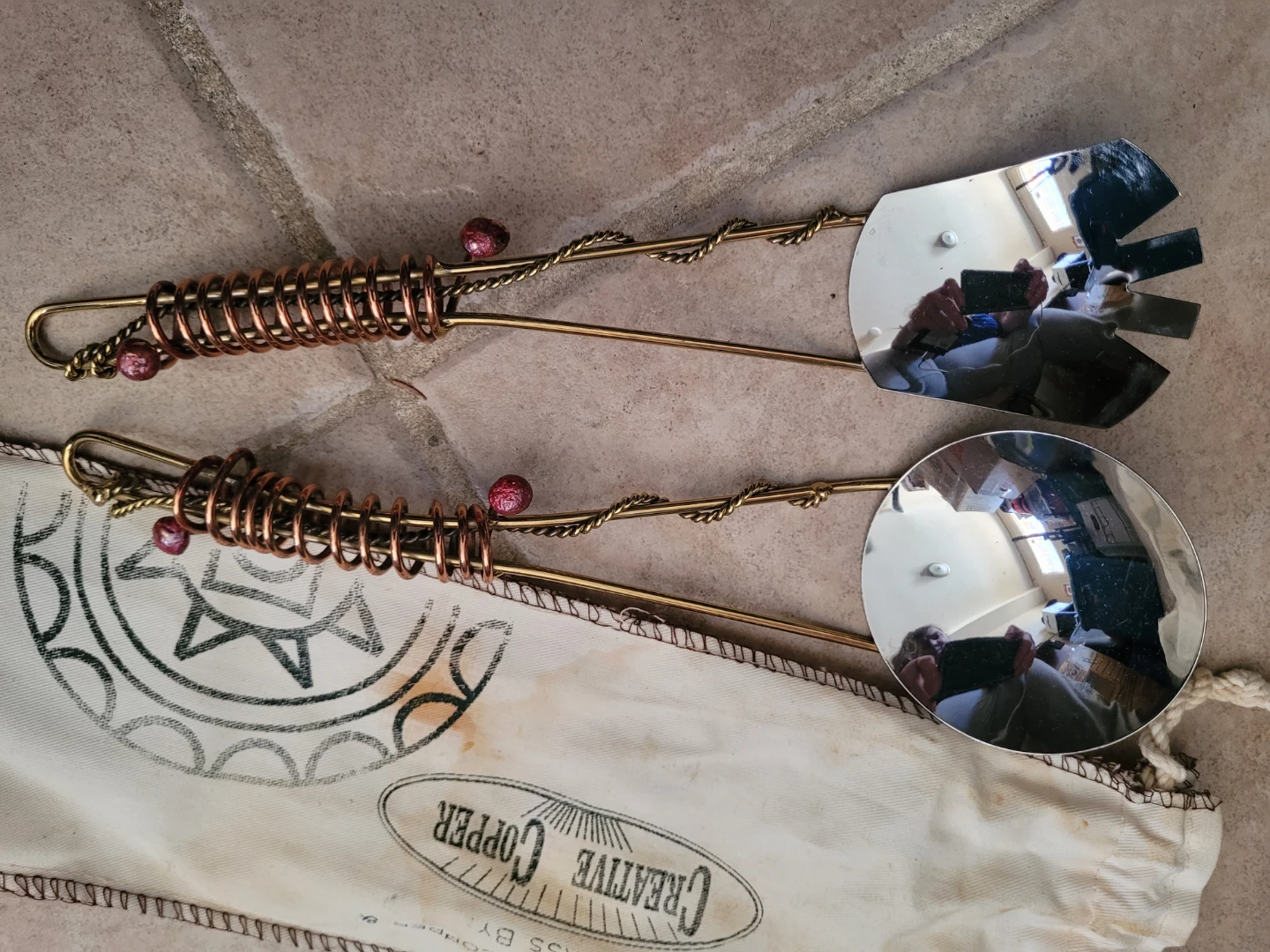 Creative Copper Handcrafted Salad Servers - photo 2