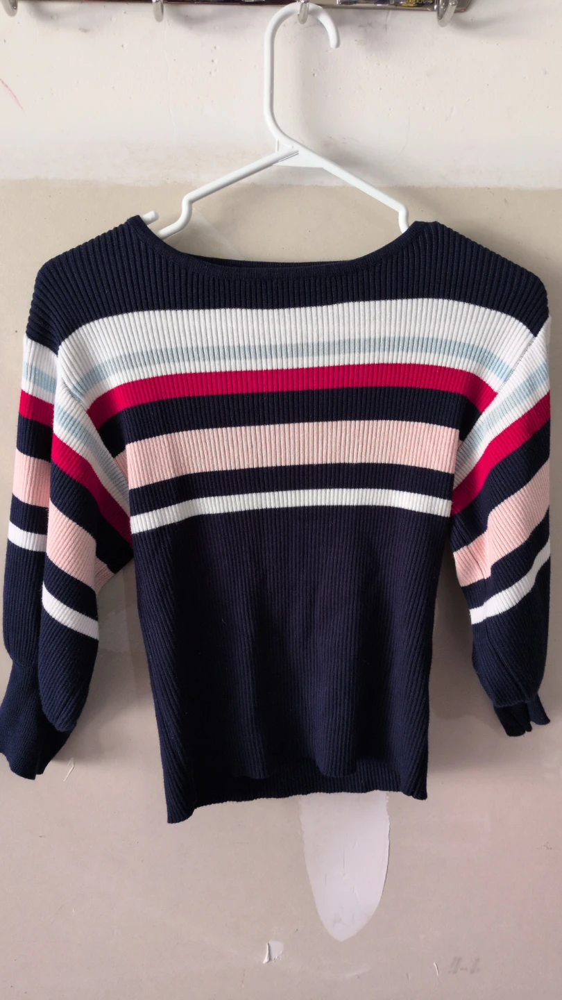 Striped Ribbed Knit Sweater