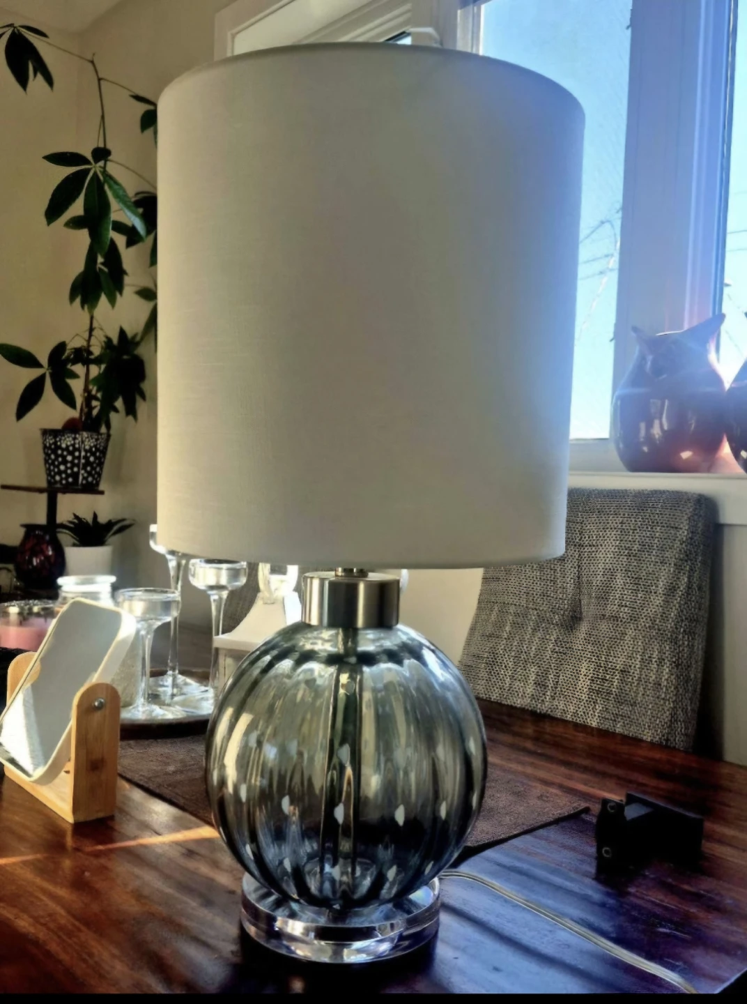 Murano 25" Table Lamp - Grey Glass - photo 2