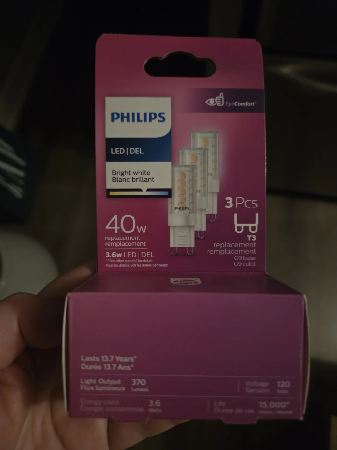 Philips LED DEL Bright White G9 Base Light Bulbs (3 Pcs)