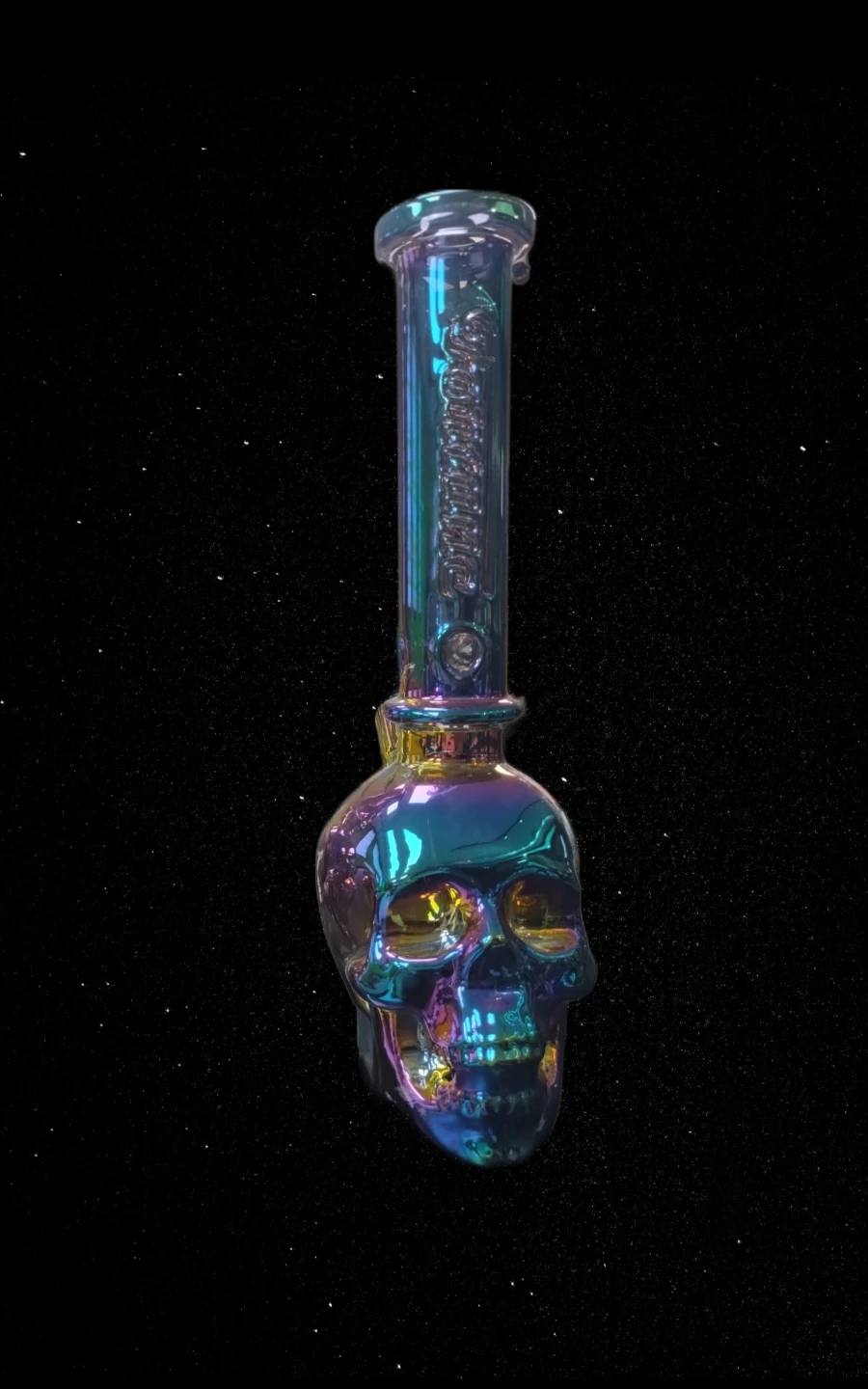 Iridescent Skull Glass Bong