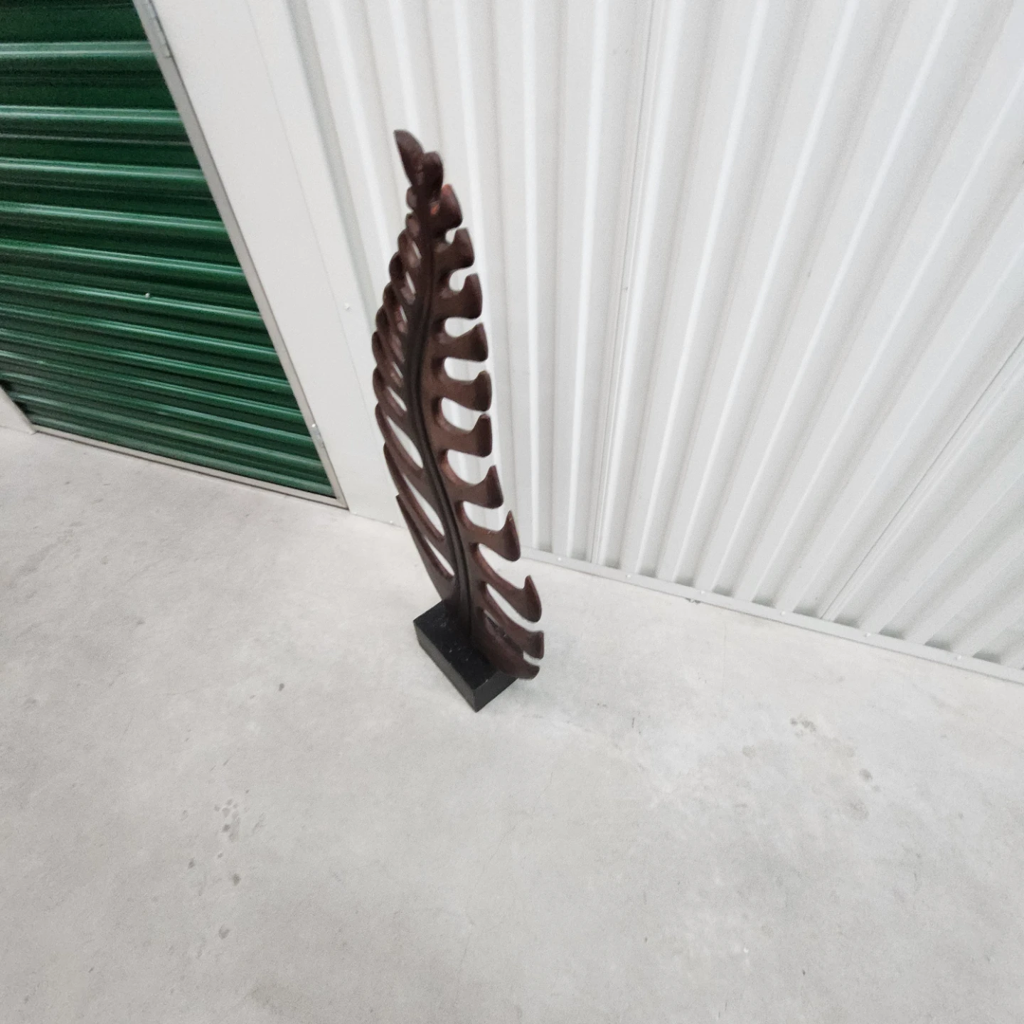 Wooden Leaf Sculpture with Black Base - photo 2