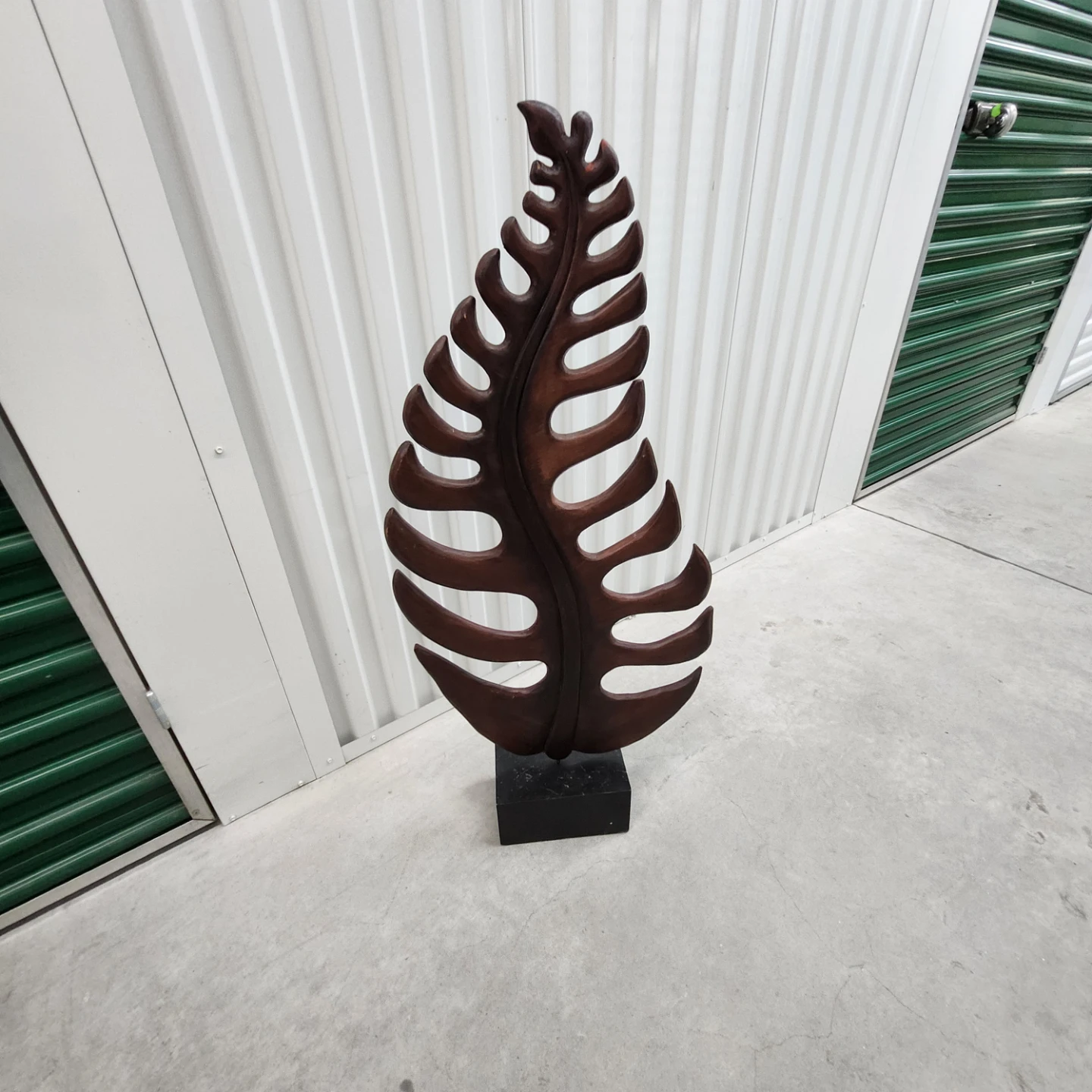Wooden Leaf Sculpture with Black Base - photo 5