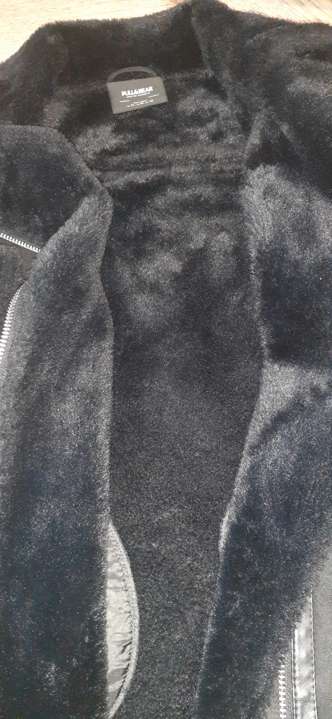 Pull & Bear Black Faux Fur Lined Aviator Jacket
