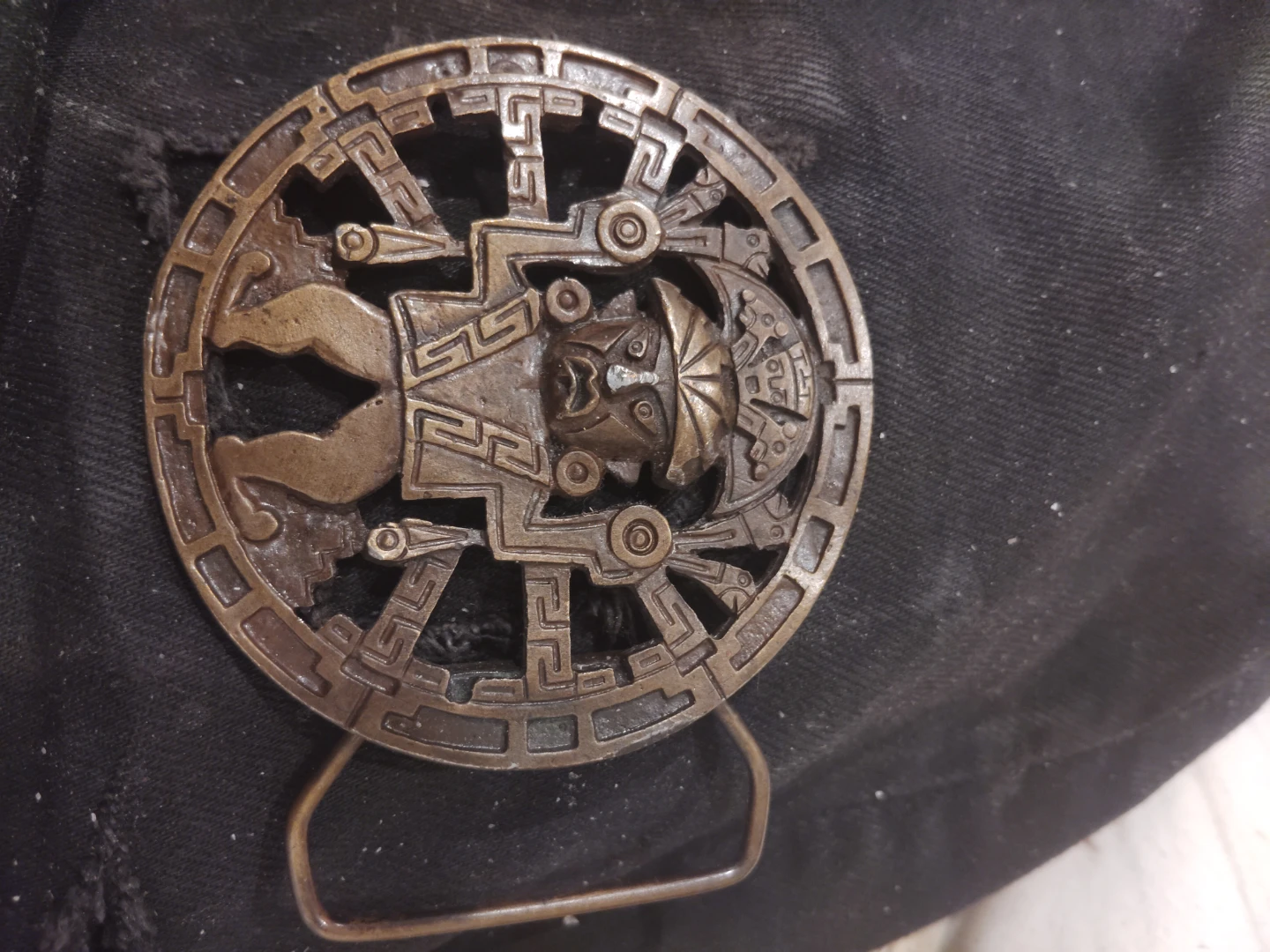 Round Aztec Style Belt Buckle