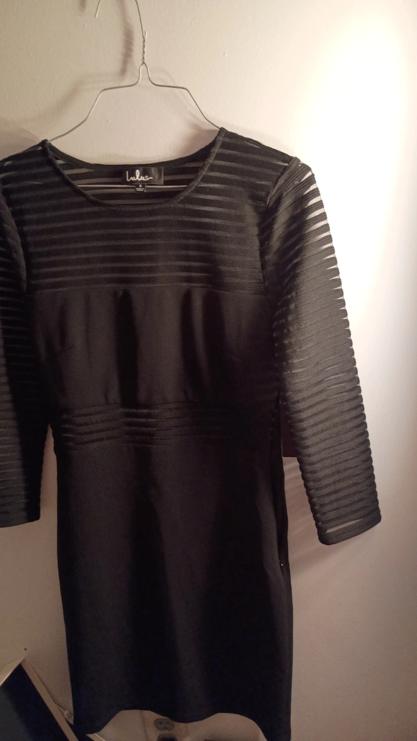 Lulus Black Sheer Stripe Bodycon Dress Size S - photo 5
