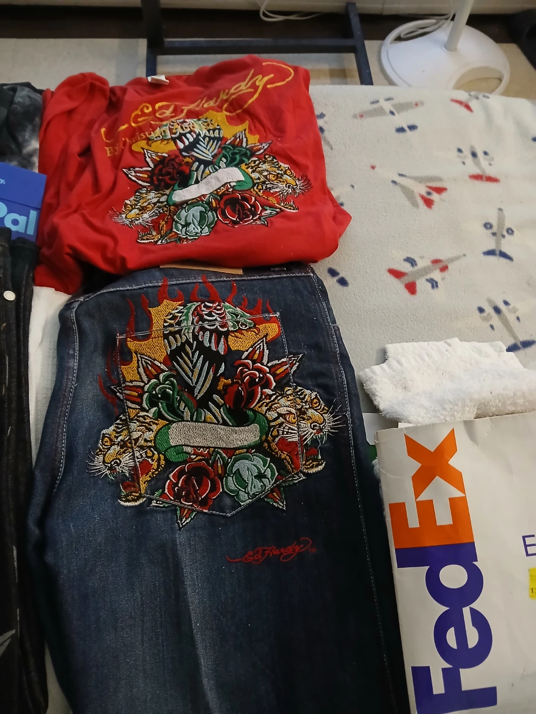 Ed Hardy Red T-Shirt and Denim Jeans Set