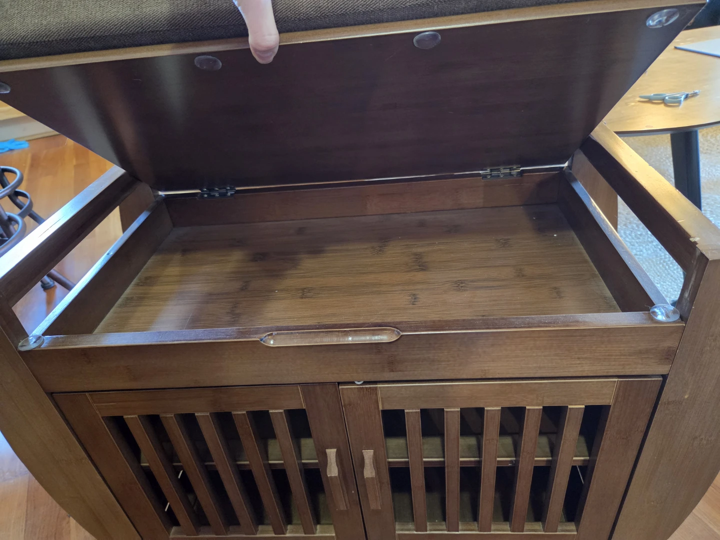 Wooden Storage Bench with Cushioned Seat - photo 3