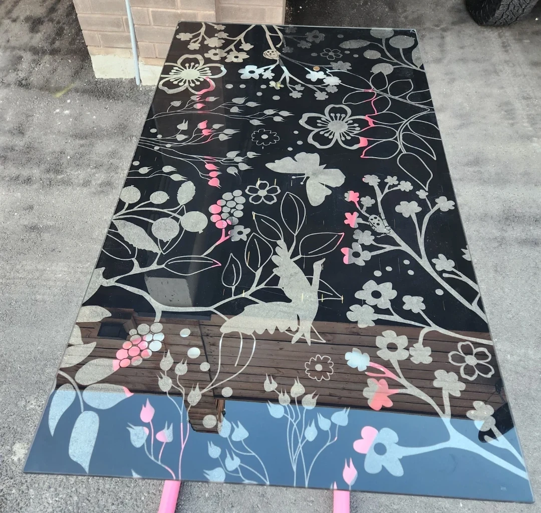 Y2k Glass Desk with Butterfly & Floral Design - photo 2