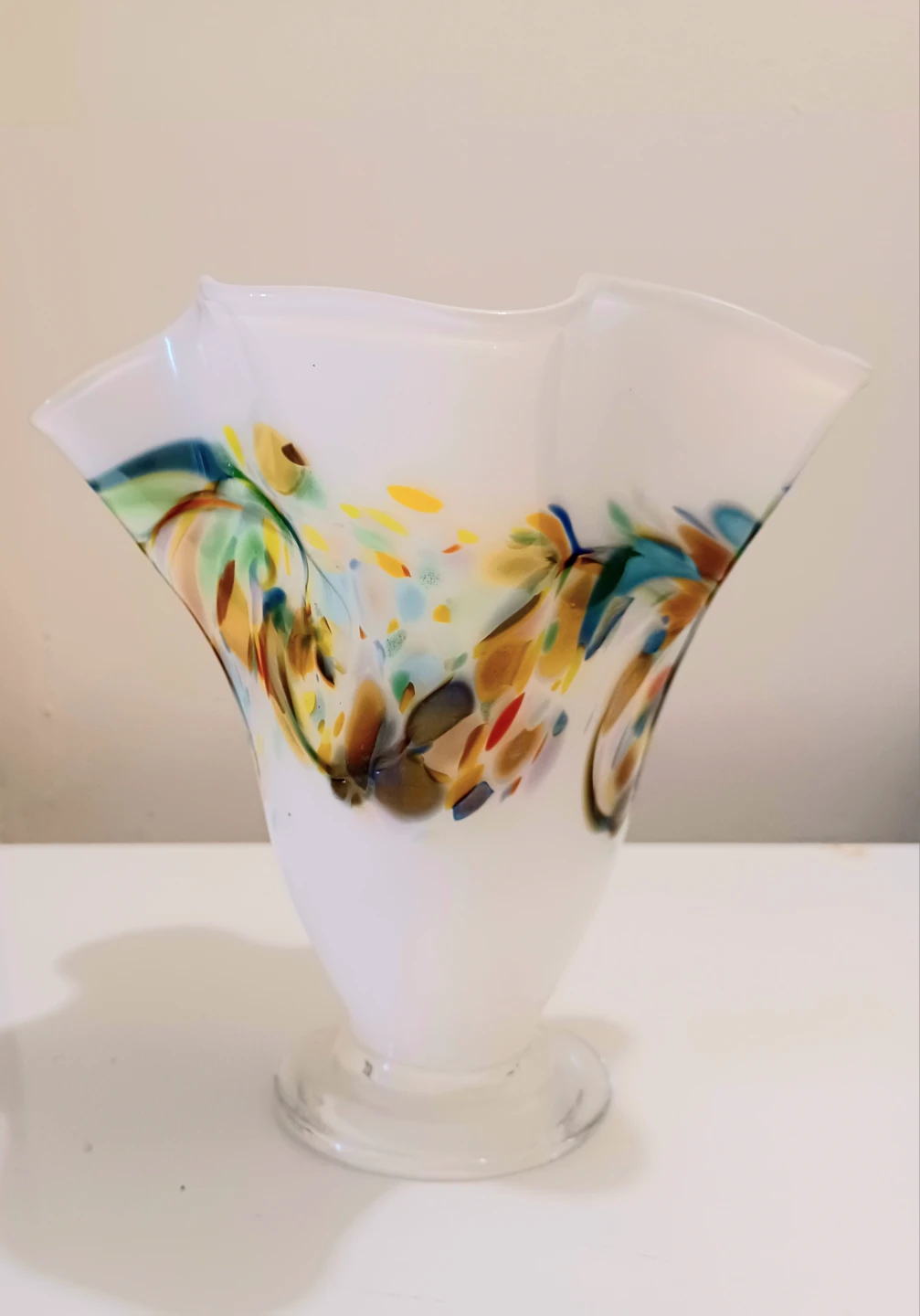 Vtg Signed Italian Handmade Murano Crystal Vase