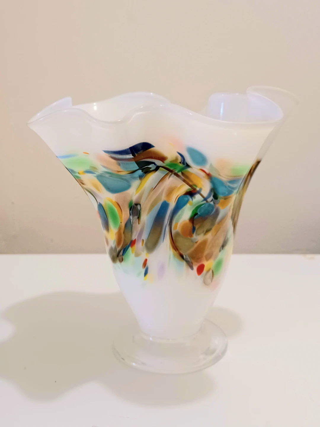 Vtg Signed Italian Handmade Murano Crystal Vase - photo 3